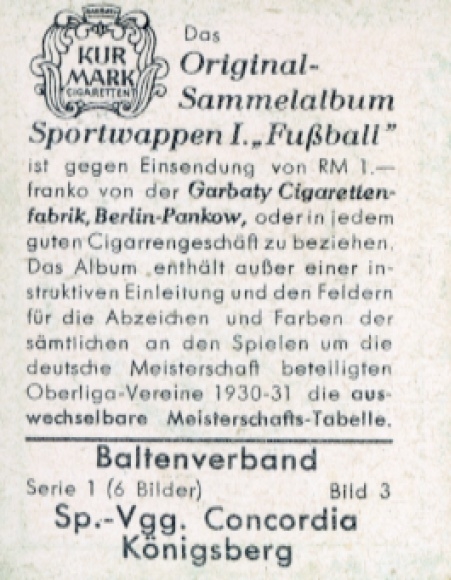 Collector's picture sports crest, football, Baltic Association, Sp. Vg. Concordia Königsberg, picture no. 3