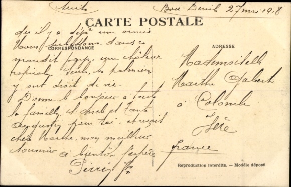 Postcard Oued Amlil Morocco, Column Chartet reaches Amlil