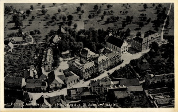 Postcard Herten Rheinfelden in Baden, aerial photograph