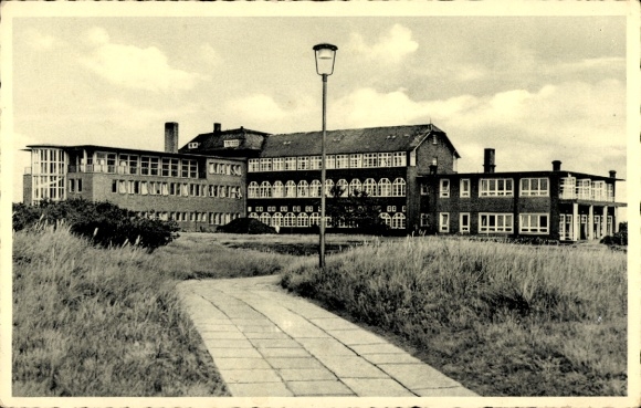 Postcard Nebel on the island of Amrum in North Friesland, Satteldüne children's sanatorium