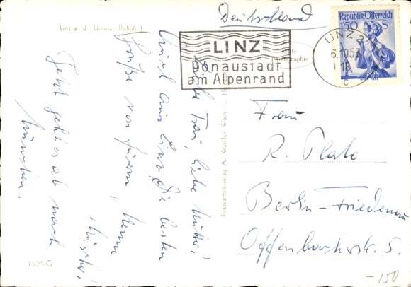 Postcard Linz an der Donau Upper Austria, train station