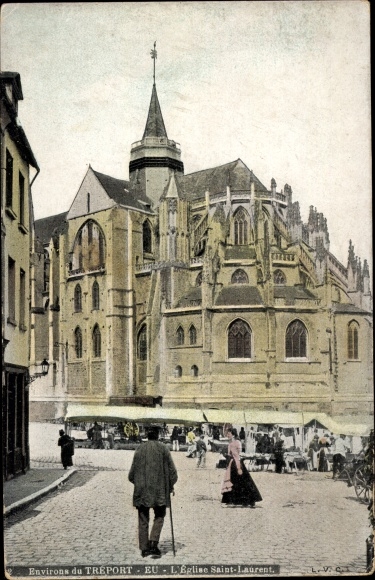 Postcard EU Seine Maritime, Saint-Laurent church