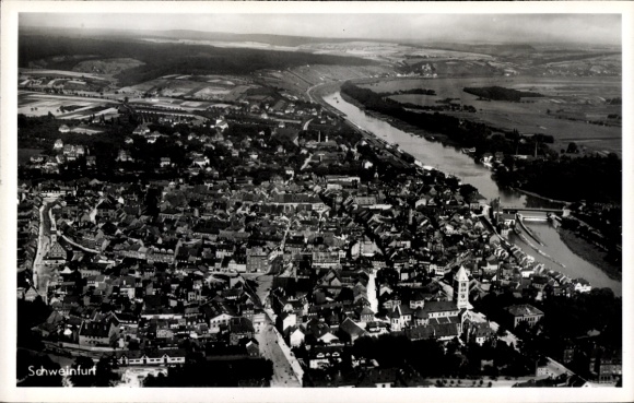 Postcard Schweinfurt in Lower Franconia Bavaria, aerial photograph
