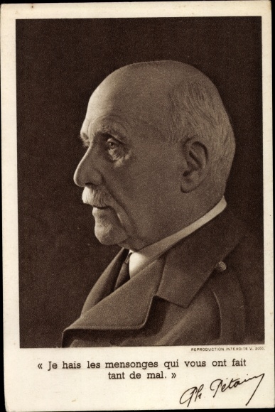 KP Général Philippe Pétain, Je hais les mensonges, prezydent Francji