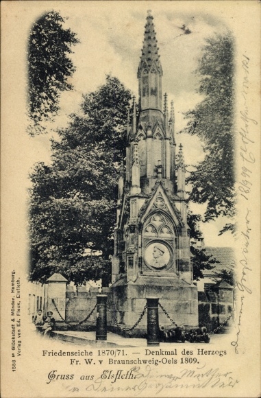 PC Elsfleth on the Lower Weser, Friedenseiche, monument to Duke Fr. W. v. Brunswick Oils