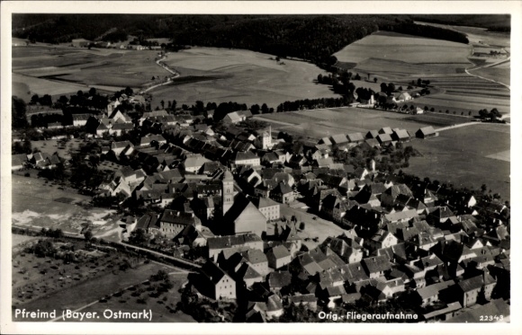 Postcard Pfreimd in the Upper Palatinate, aerial photograph