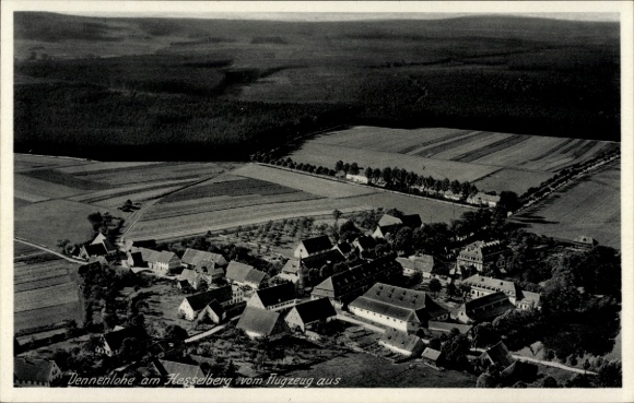 Postcard Heidenburg in the Hunsrück, aerial photograph, dam, oak tree