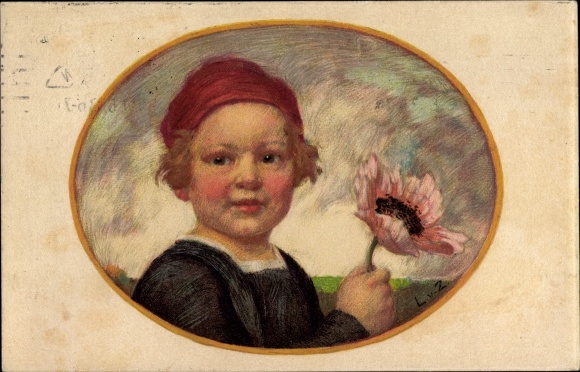Artist PC Zumbusch, Ludwig von, Bavarian Flower Day 1913, child with poppies
