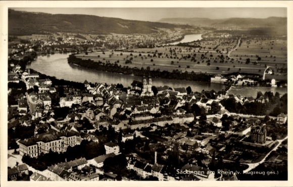 Postcard Bad Säckingen am Hochrhein, aerial photograph
