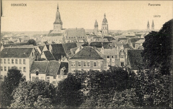 Ak Osnabrück in Niedersachsen, Panoramaansicht über  Historische Gebäude, Turmspitzen