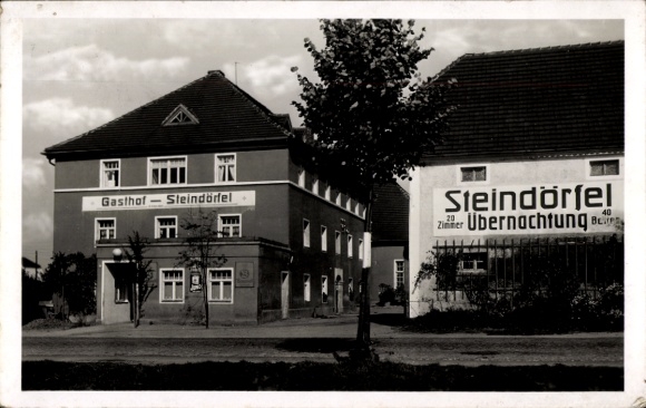 Ak Steindörfel Hochkirch in Sachsen, Gasthof Steindörfel, Übernachtung, 40 Zimmer, Gasthof, Gebäu