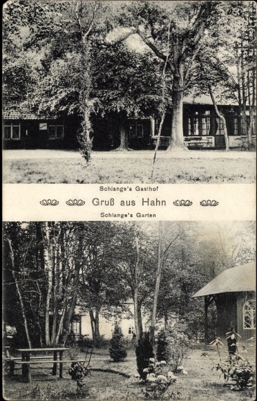 Postcard Hahn Rastede in Oldenburg, Schlange&#39;s Gasthof, garden