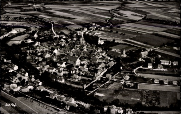 Postcard Aub in Lower Franconia, aerial photograph