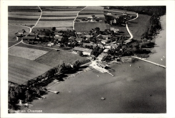 Postcard Gstadt am Chiemsee, aerial photograph