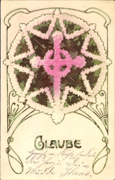 Präge Ak Allegorie, Glaube, Kreuz