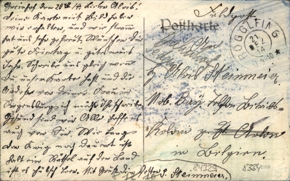 Postcard Rogglfing Wurmannsquick Lower Bavaria, M. Schuster business building, rectory, Gasthaus zur Post