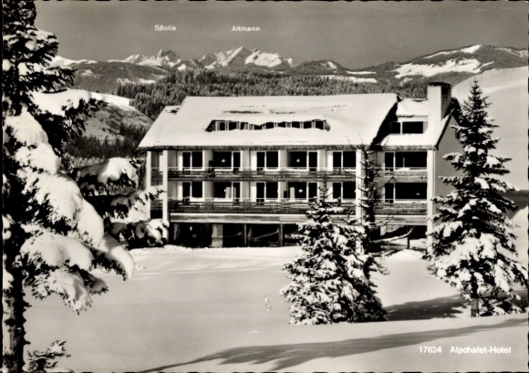 Ansichtkaart Balderschwang in de Allgäu, Alpchalet Hotel, Winter, Säntis, Allmann