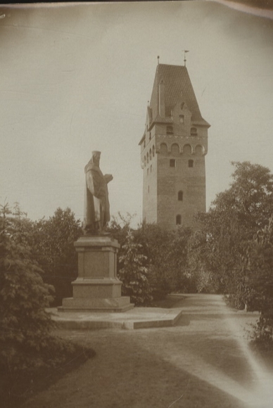Original photo Tangermünde / Saxony-Anhalt, Monument to Emperor Henry IV, Chapter Tower, around 1900