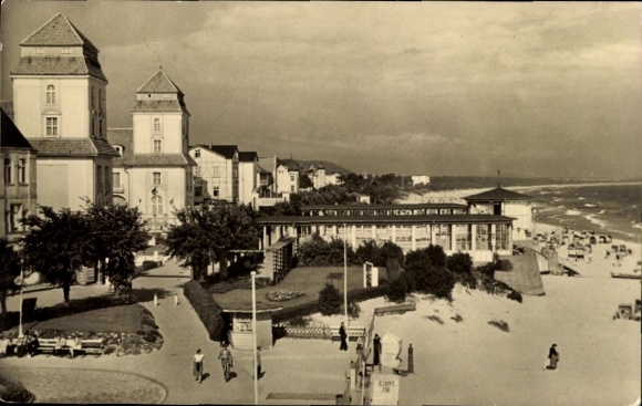 Postcard Seaside resort Binz on Rügen, beach, concert hall, spa house