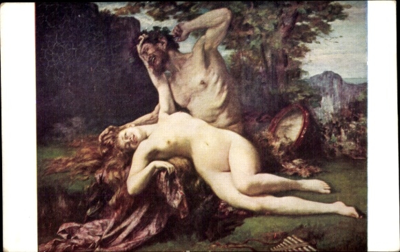 Artist Postcard H. Gerver, Satyr playing with a Bacchante