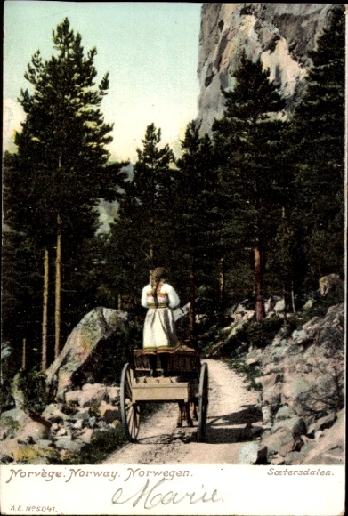 Postcard Soetersdalen Norway, local party, traditional costumes