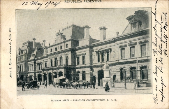 Ansichtkaart Buenos Aires Argentinië, treinstation Constitucion