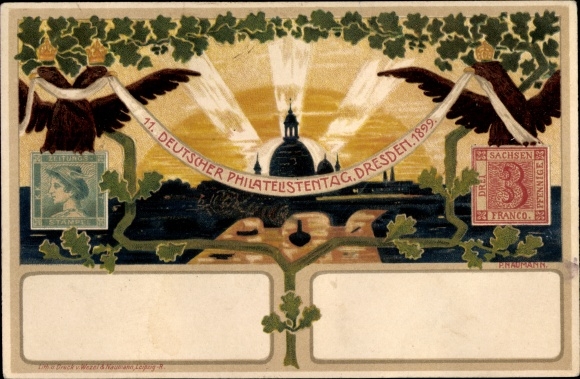 Postwaardestukkenzegels Litho Dresden, 11e Duitse Filatelistische Dag 1899