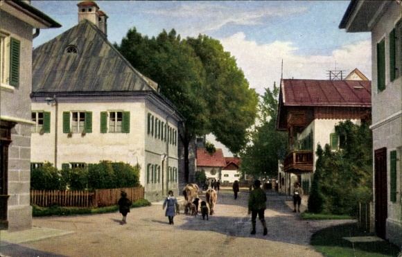 Postcard Lenggries in Upper Bavaria, Main Street