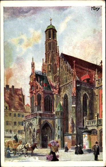 Artist Postcard Kley, Heinrich, Nuremberg, Frauenkirche