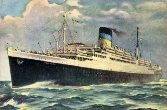 Artysta KP Steamship Tss Nowy Jork na morzu, linia grecka