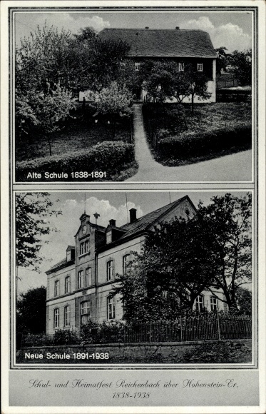 Ak Reichenbach Hohenstein Ernstthal in Sachsen, Alte und Neue Schule, Heimatfest 1938