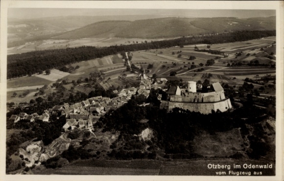Ak Otzberg im Odenwald, Fliegeraufnahme