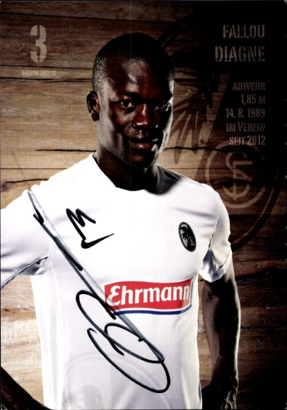 Autograph card footballer Fallou Diagne, SC Freiburg, autograph
