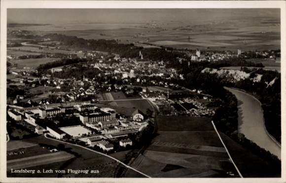 Postcard Landsberg am Lech Upper Bavaria, aerial photograph
