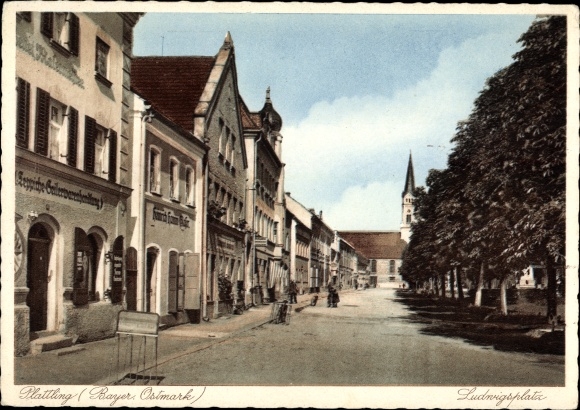 Postcard Plattling in Lower Bavaria, Ludwigsplatz