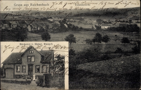 Ak Reichenbach bij Baumholder Rijnland-Palts, overzicht, bakkerij Heinr. dronkenschap