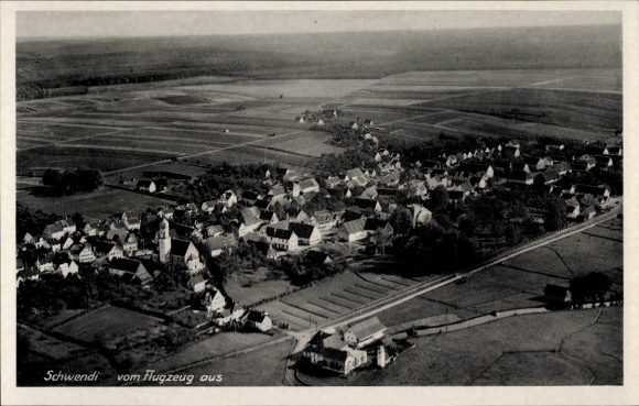Postcard Schwendi in Upper Swabia, aerial photograph