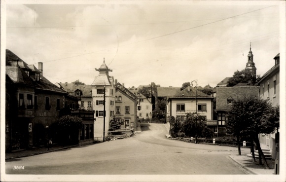 Postcard Wurzbach in Thuringia, street with houses, market square, architecture