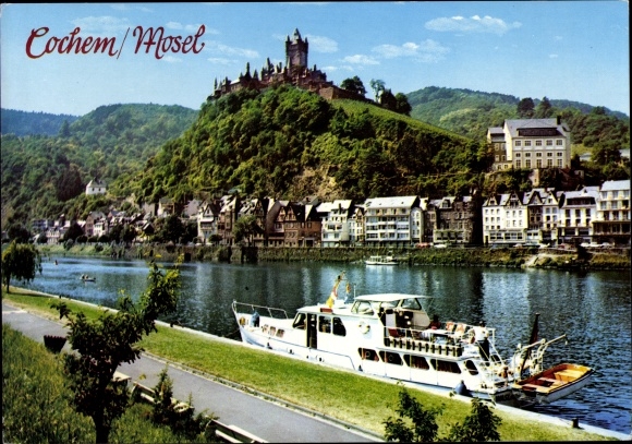 PC Cochem on the Moselle, view of the castle, passenger ship