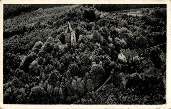 Postcard Ulm Greifenstein in the Westerwald, Dianaburg, aerial photo