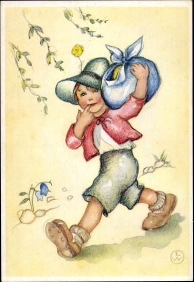 Artist PC Lungershausen, Ilse Wende, boy with bundle