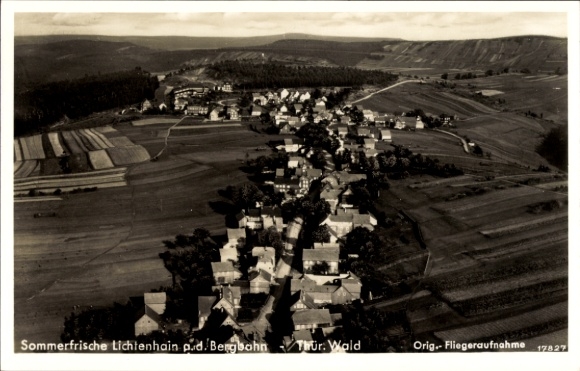 Postcard Lichtenhain at the Schwarzatal cable car Thuringia, aerial photograph