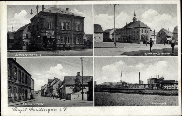 PC Regis Breitingen Saxony, Hönig bookstore, market, Ratskeller, coal works, Bornserstrasse