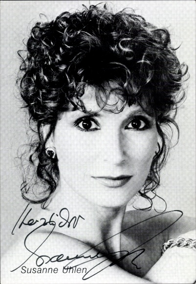Postcard actress Susanne Uhlen, portrait, autograph