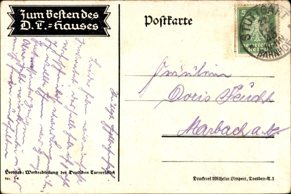 Artist Postcard Amtsberg, Otto, How God has thought of it so beautifully, Wandering boys, German Gymnastics Association