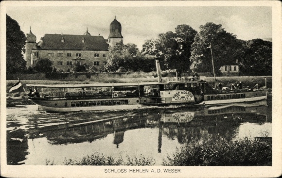 Postcard Hehlen Lower Saxony, Castle, Steamer Graf Moltke