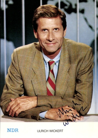 Postcard news anchor Ulrich Wickert, portrait, autograph