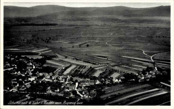 Postcard Schutterzell Neuried in Baden, aerial photograph