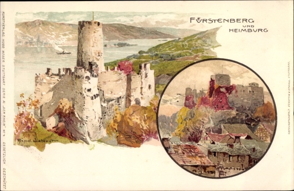 Artysta lito Wielandt, Manuel, Rheindiebach Oberdiebach, Zamek Fürstenberg, Heimburg