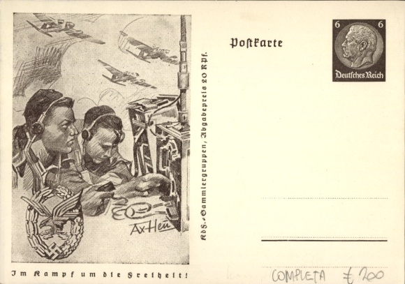 Postal stationery artist PC Axster Heudtlaß, In the fight for freedom, Wehrmacht radio operator